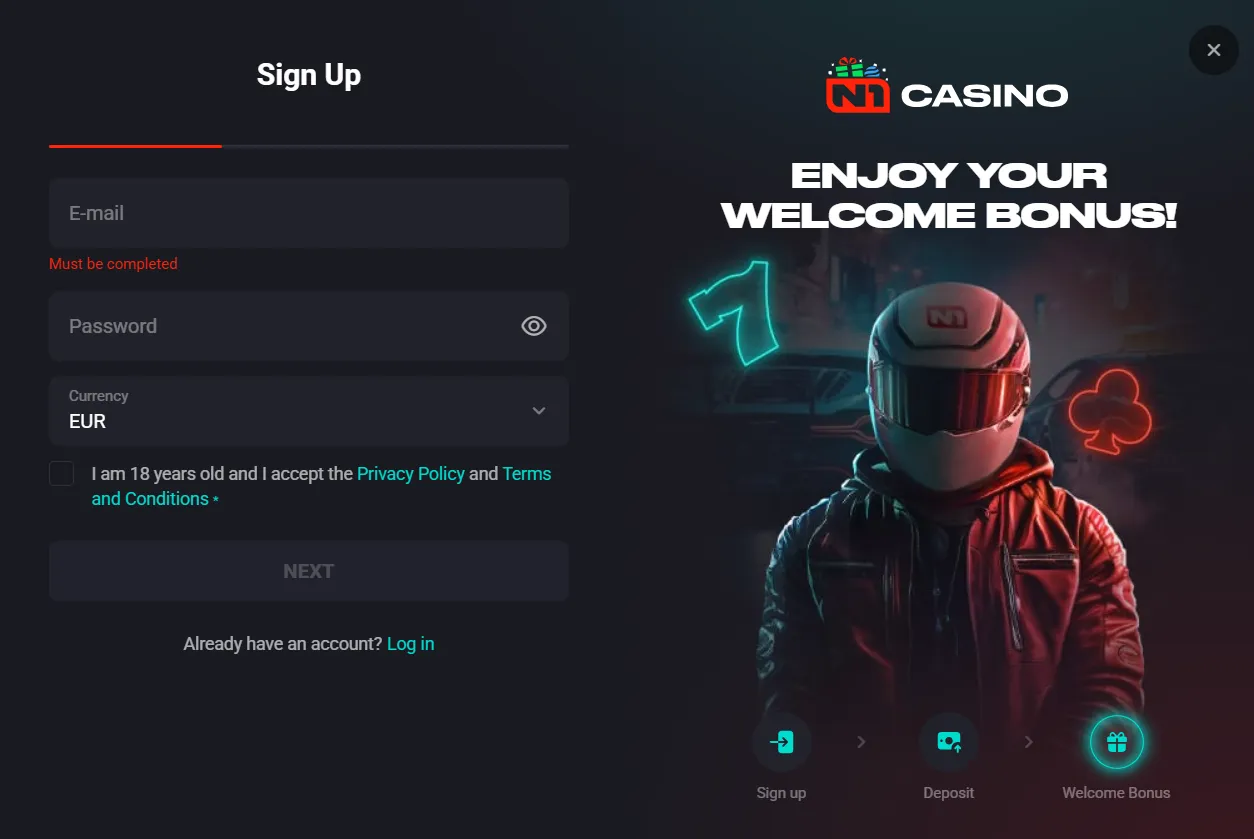 N1 Casino account panel